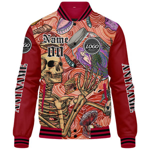 Chaquetas universitarias rojas personalizadas para hombres & mujeres y jóvenes & Chaquetas Letterman personalizadas