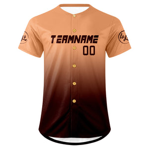 Camiseta de béisbol personalizada de color marrón claro con degradado uniformes de equipo personalizados con nombre y número