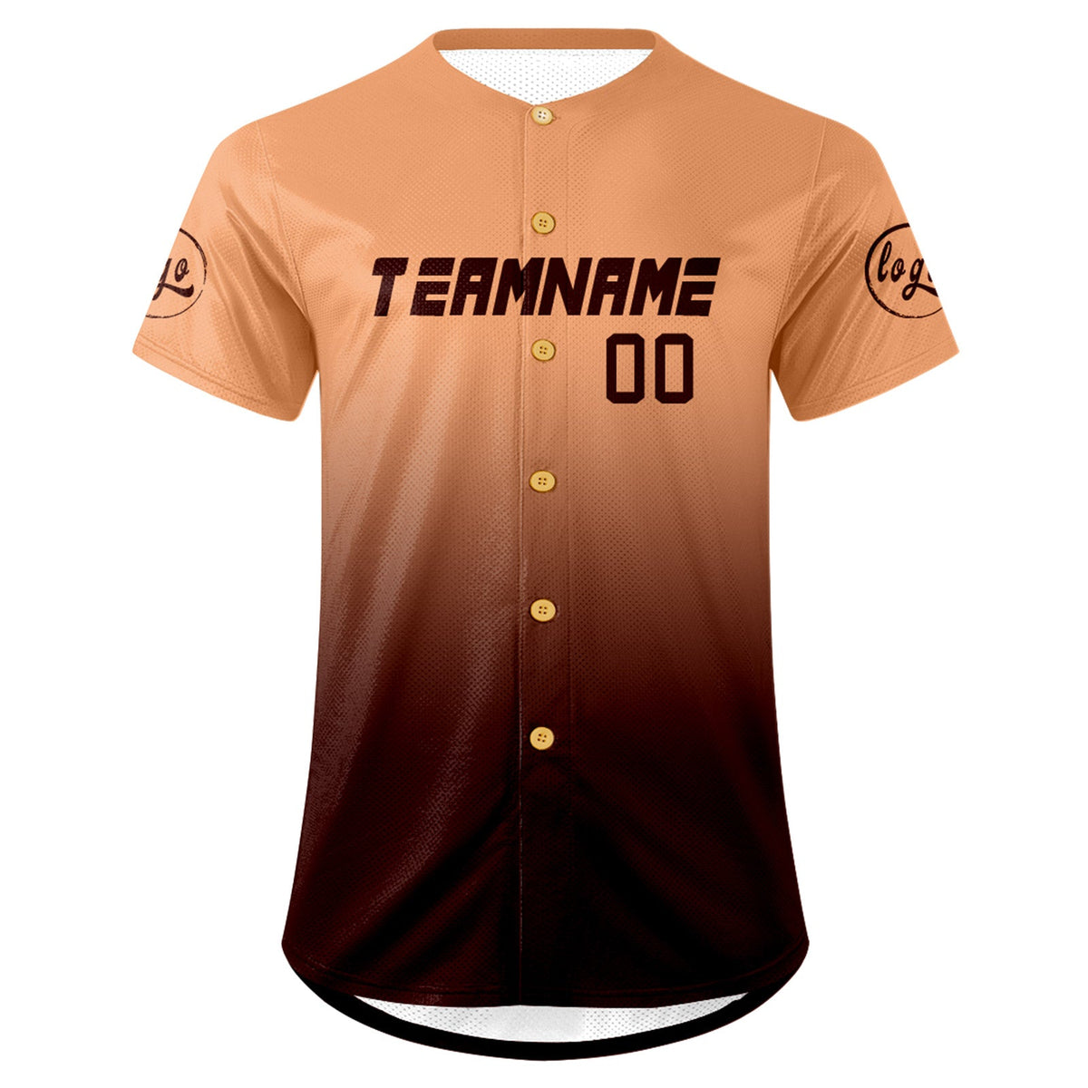 Camiseta de béisbol personalizada de color marrón claro con degradado uniformes de equipo personalizados con nombre y número