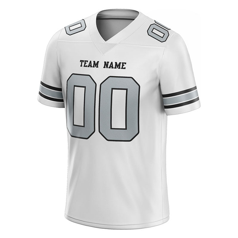 customized authentic football jersey black gray-white mesh