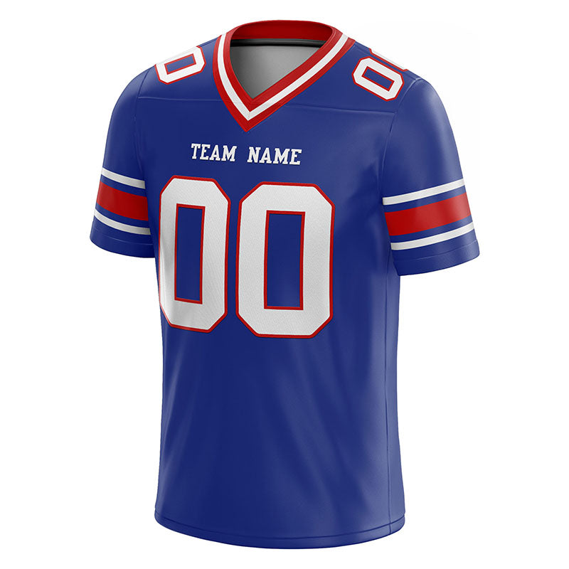 customized authentic football jersey blue white-red  mesh
