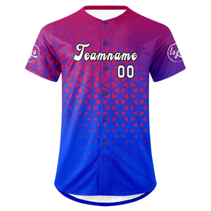 Camiseta de béisbol personalizada roja y azul con degradado uniformes de equipo con nombre y número