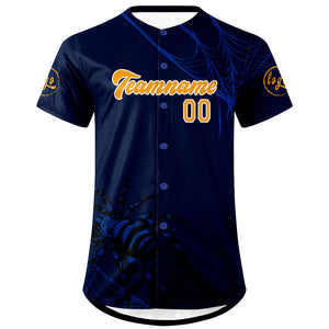 Camiseta de béisbol personalizada azul y naranja con degradado uniformes de equipo con nombre y número