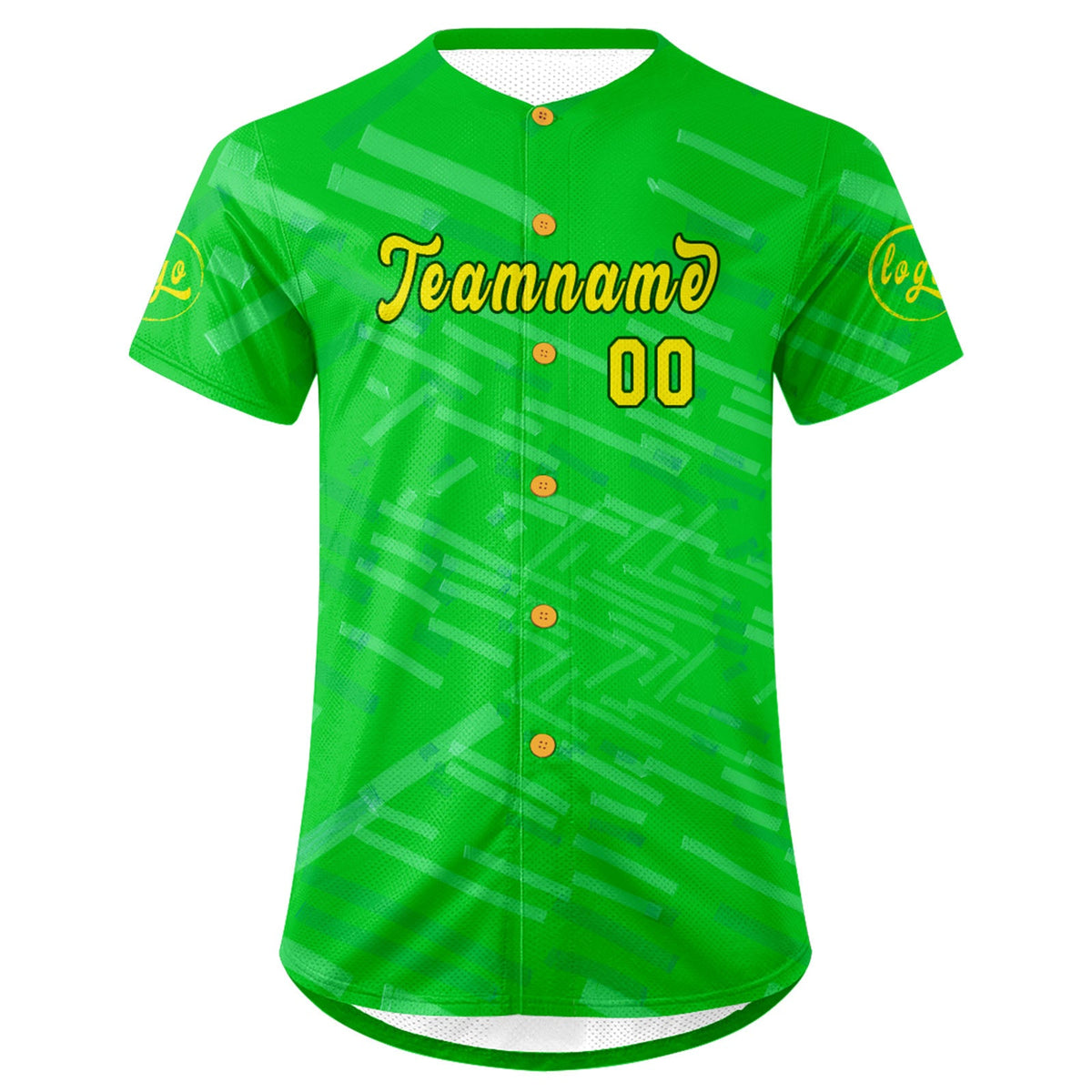 Camiseta de béisbol personalizada verde y amarilla con degradado uniformes de equipo con nombre y número