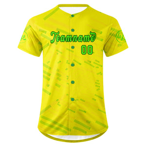 Camiseta de béisbol personalizada amarilla y verde con degradado uniformes de equipo personalizados con nombre y número