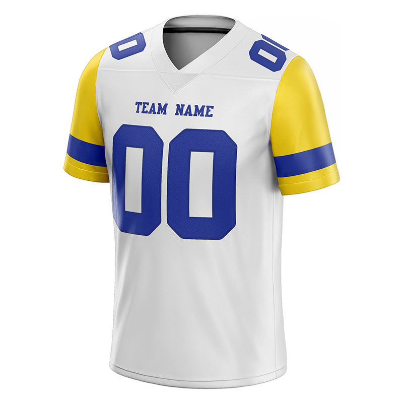 customized authentic football jersey white blue-yellow mesh
