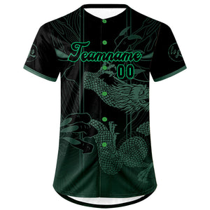 Camiseta de béisbol personalizada verde y negra con degradado uniformes de equipo con nombre y número