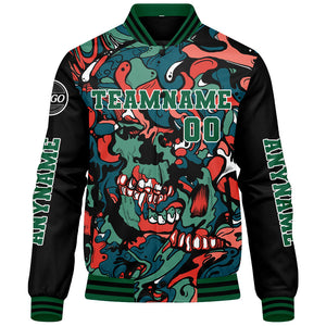 Chaquetas universitarias personalizadas en verde y naranja para hombres & mujeres y jóvenes & Chaquetas Letterman personalizadas