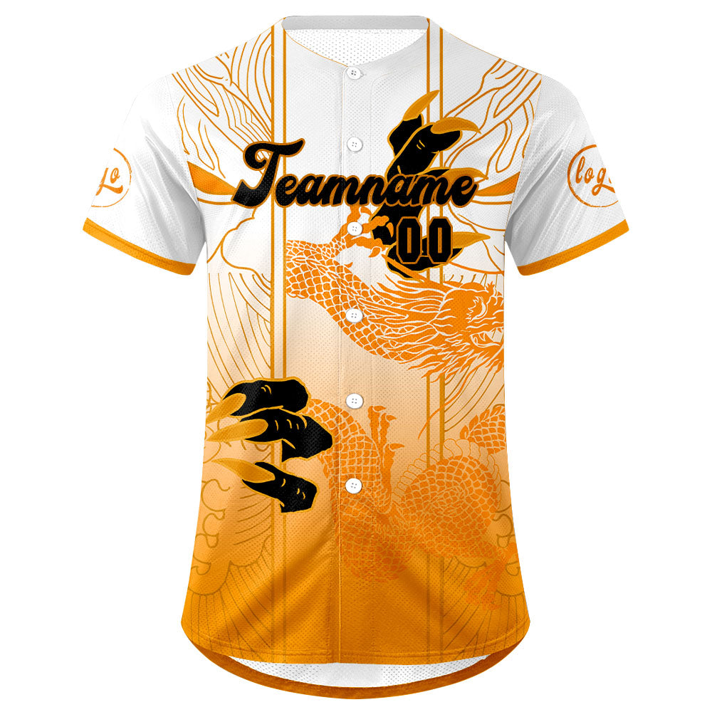Camiseta de béisbol personalizada naranja y blanca con dise?o degradado uniformes de equipo con nombre y número