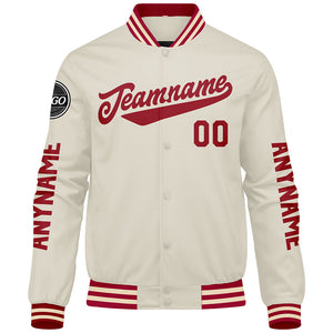 Chaquetas universitarias personalizadas de color rojo crema para hombres & mujeres y jóvenes & Chaquetas Letterman personalizadas