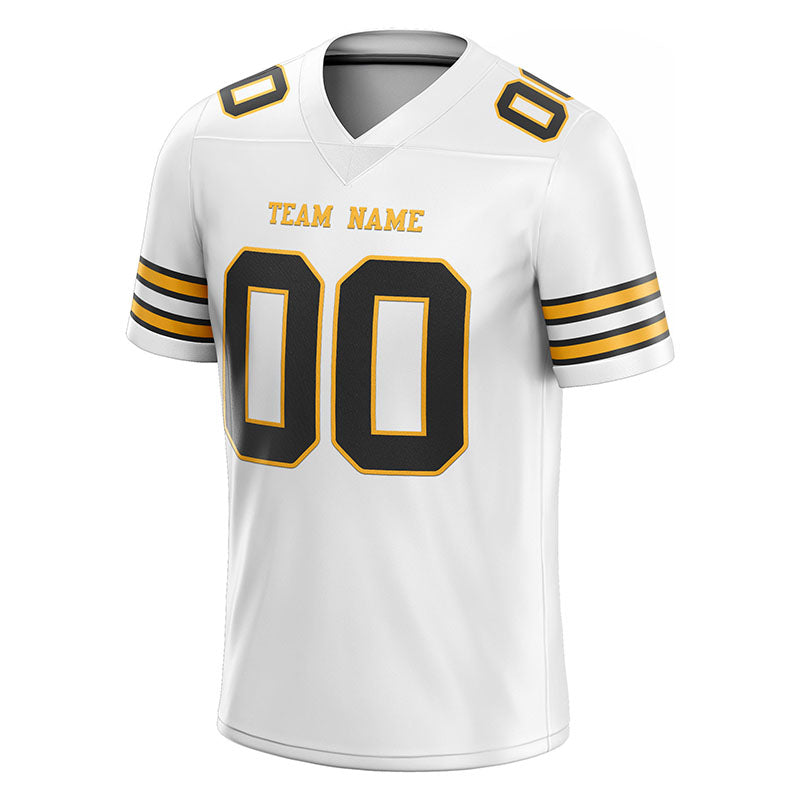 custom authentic football jersey gold black-white mesh