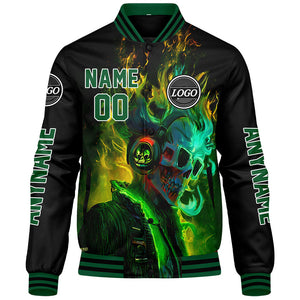 Chaquetas universitarias personalizadas en verde y negro para hombres & mujeres y jóvenes & Chaquetas Letterman personalizadas