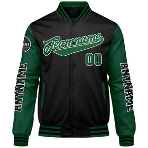 Chaquetas universitarias personalizadas en verde y negro para hombres & mujeres y jóvenes & Chaquetas Letterman personalizadas