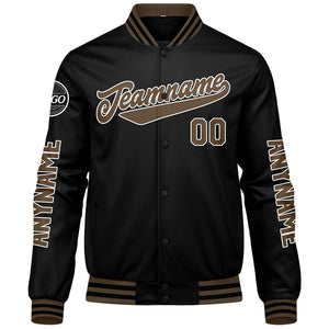 Chaquetas universitarias personalizadas en negro y marrón para hombres & mujeres y jóvenes & Chaquetas Letterman personalizadas