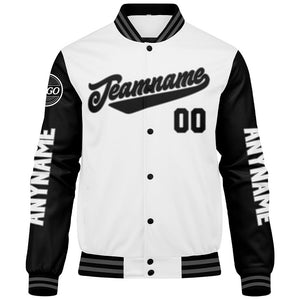 Chaquetas universitarias personalizadas en blanco y negro para hombres & mujeres y jóvenes & Chaquetas Letterman personalizadas
