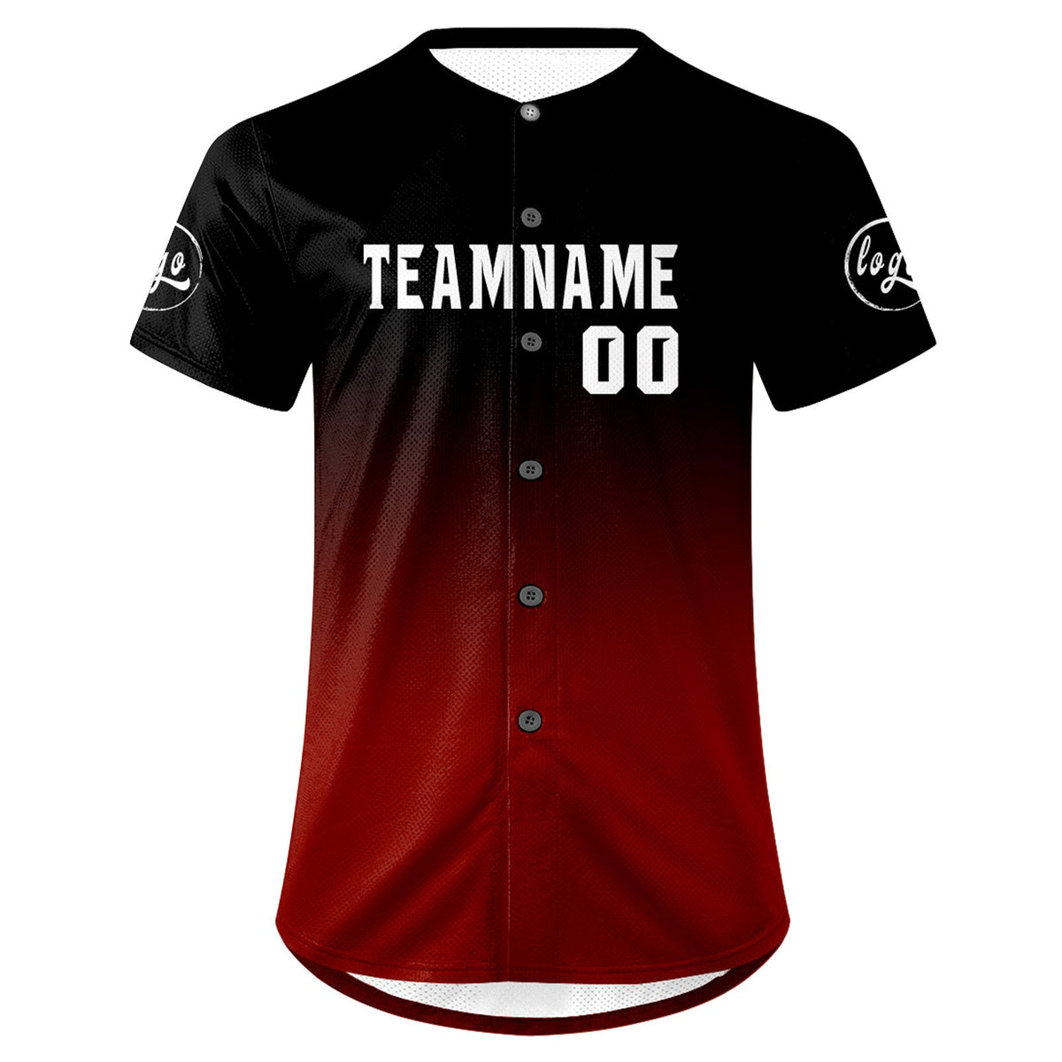 Camiseta de béisbol personalizada negra y roja con degradado uniformes de equipo con nombre y número