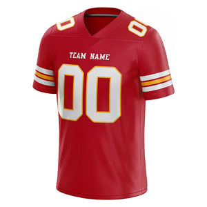 customized authentic football jersey white  red- orange mesh
