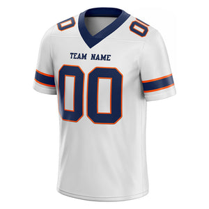 customized  authentic football jersey white navy -orange mesh