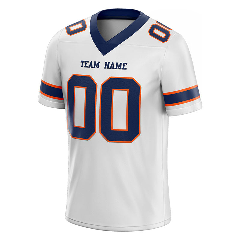customized  authentic football jersey white navy -orange mesh