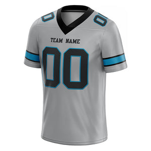 customized  authentic football jersey gray black -panther blue mesh