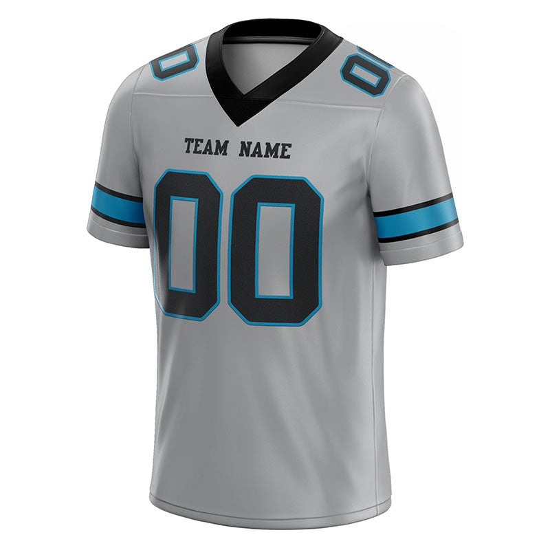 customized  authentic football jersey gray black -panther blue mesh