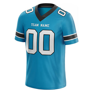 customized  authentic football jersey black white-panther blue mesh
