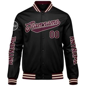 Chaquetas universitarias personalizadas color granate y negro para hombres & mujeres y jóvenes & Chaquetas Letterman personalizadas