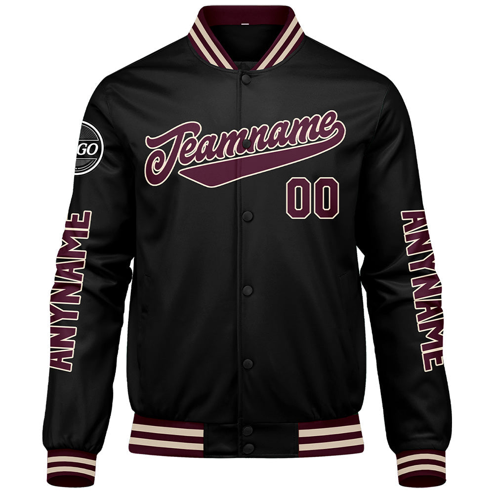 Chaquetas universitarias personalizadas color granate y negro para hombres & mujeres y jóvenes & Chaquetas Letterman personalizadas