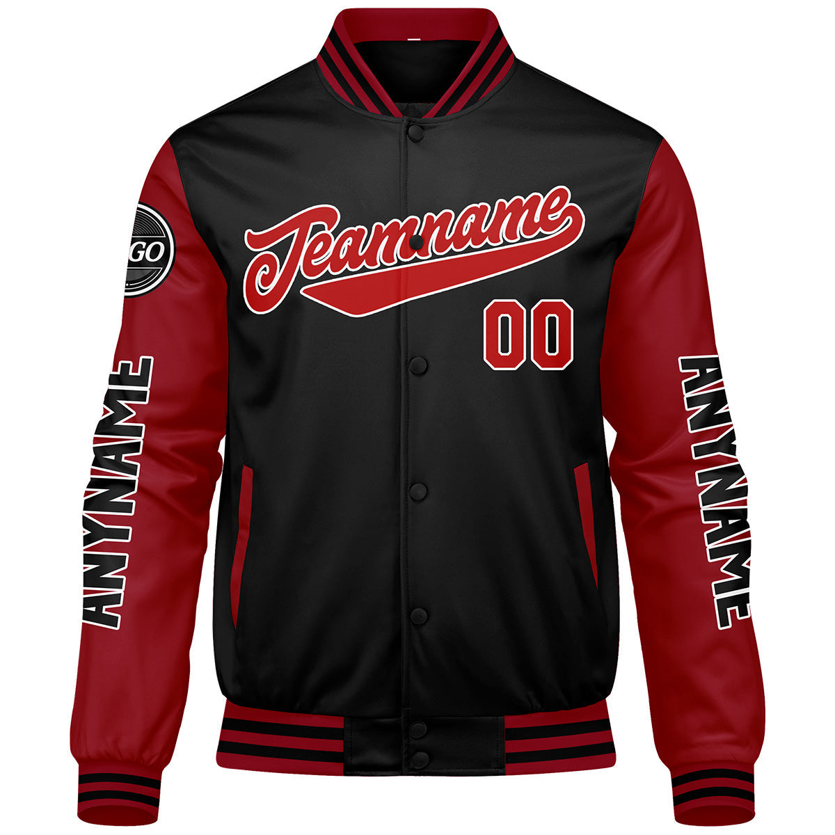 Chaquetas universitarias rojas y negras personalizadas para hombres & mujeres y jóvenes & Chaquetas Letterman personalizadas