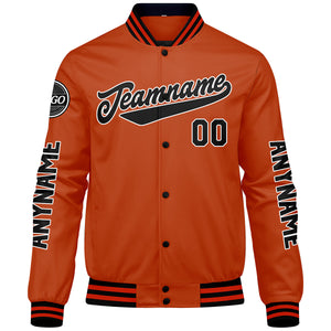 Chaquetas universitarias personalizadas negras y naranjas para hombres & mujeres y jóvenes & Chaquetas Letterman personalizadas
