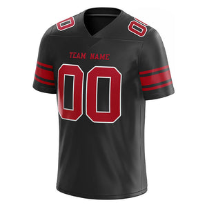 customized authentic football jersey black red-white mesh