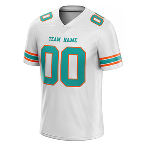 customized authentic football jersey white green- orange mesh