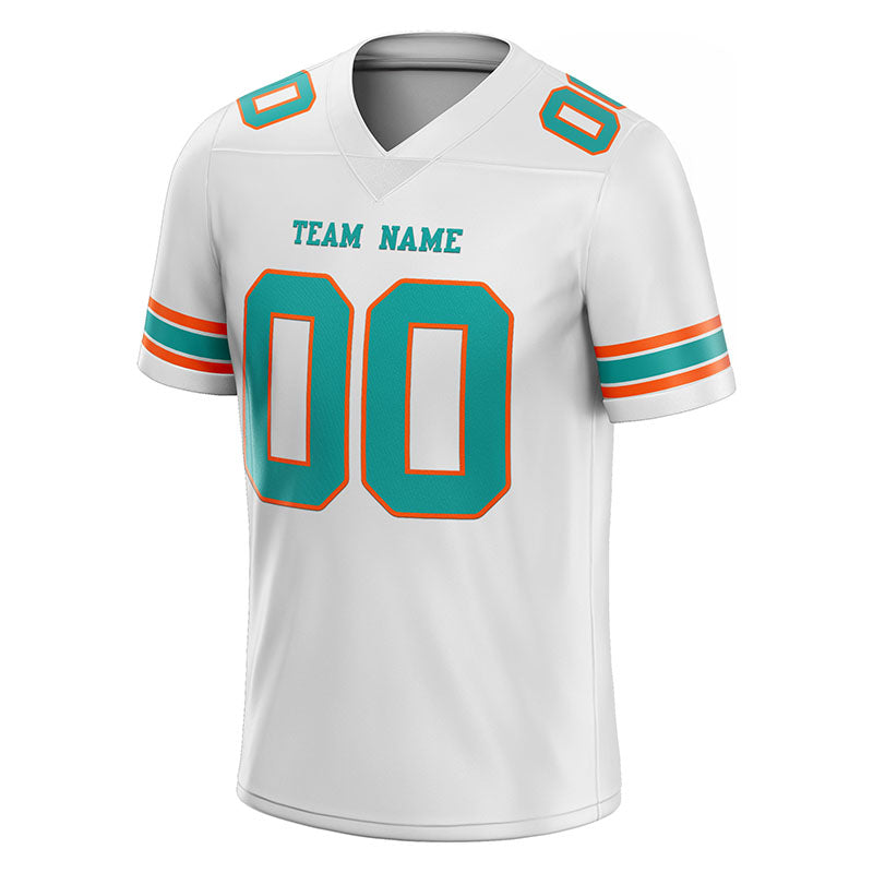 customized authentic football jersey white green- orange mesh