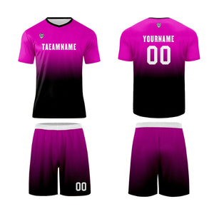 Conjunto personalizado de camiseta de uniforme rosa y negro para niños y adultos
