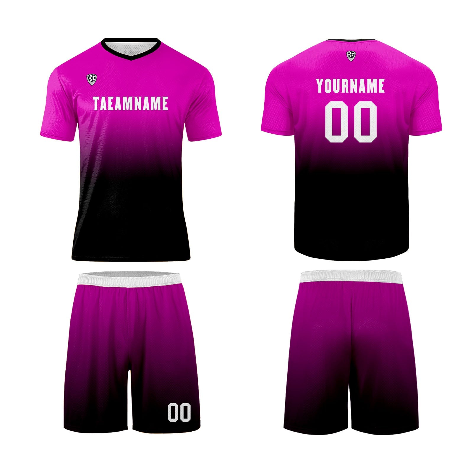 Conjunto personalizado de camiseta de uniforme rosa y negro para niños y adultos