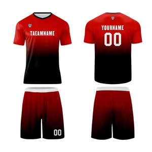 Conjunto personalizado de camiseta & uniforme rojo y negro para niños y adultos