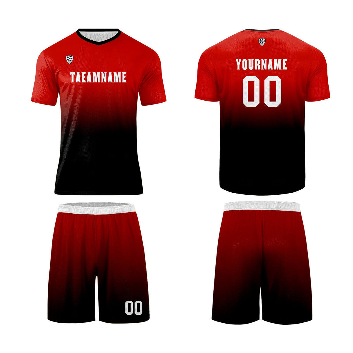 Conjunto personalizado de camiseta & uniforme rojo y negro para niños y adultos