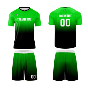 Conjunto personalizado de camiseta de uniforme verde y negro para niños y adultos