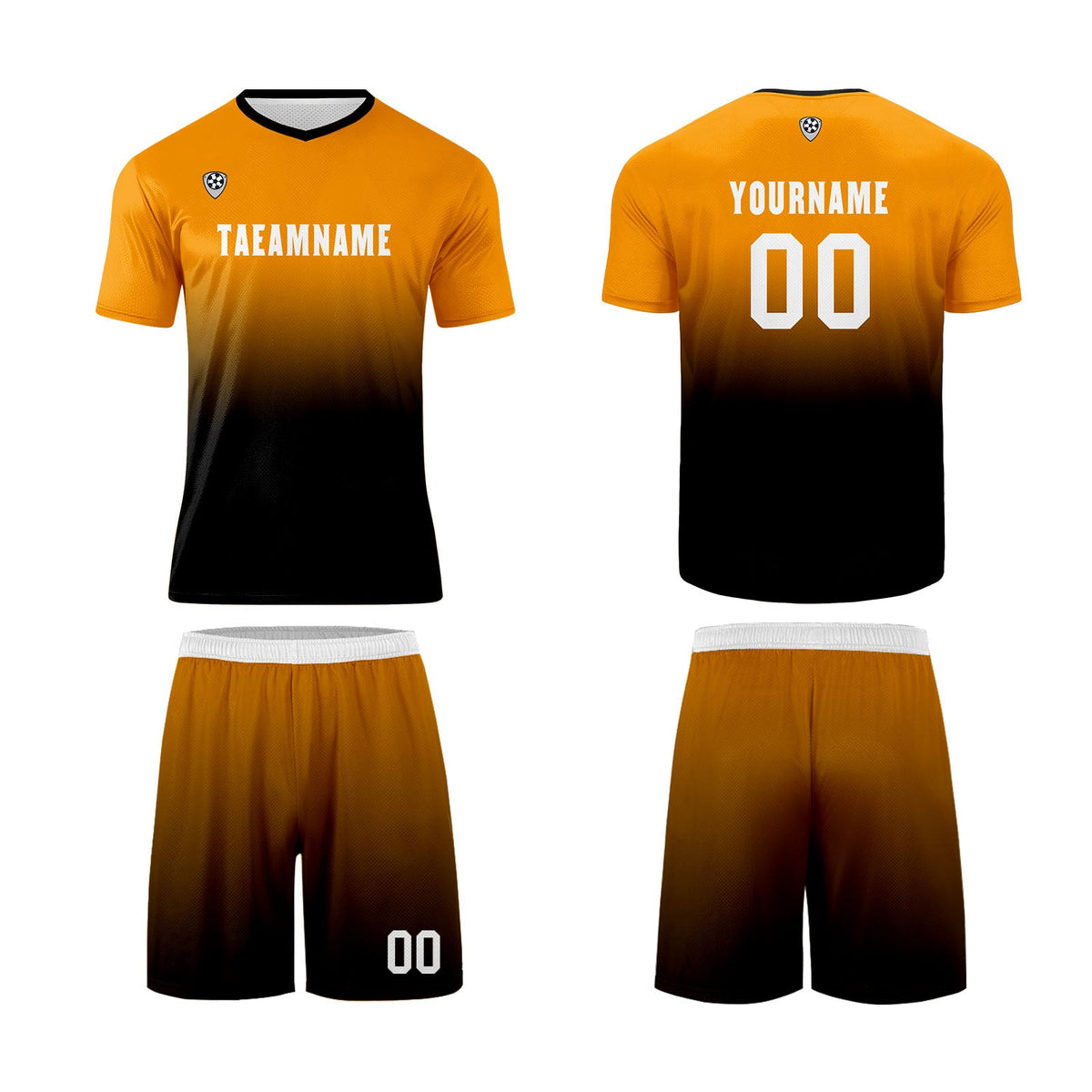 Conjunto personalizado de camiseta de uniforme naranja y negro para niños y adultos