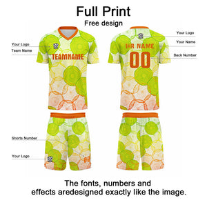 Conjunto personalizado de camiseta de uniforme verde y naranja para niños y adultos