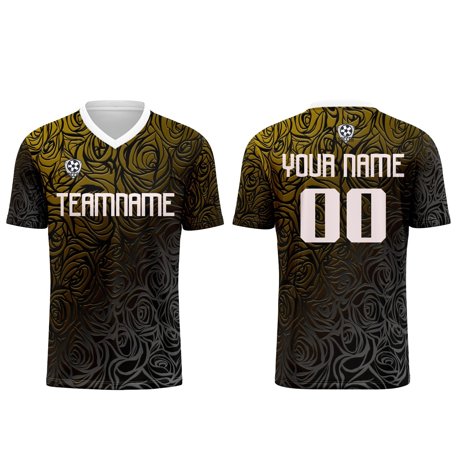 Conjunto personalizado de camiseta de uniforme amarilla y plateada para niños y adultos