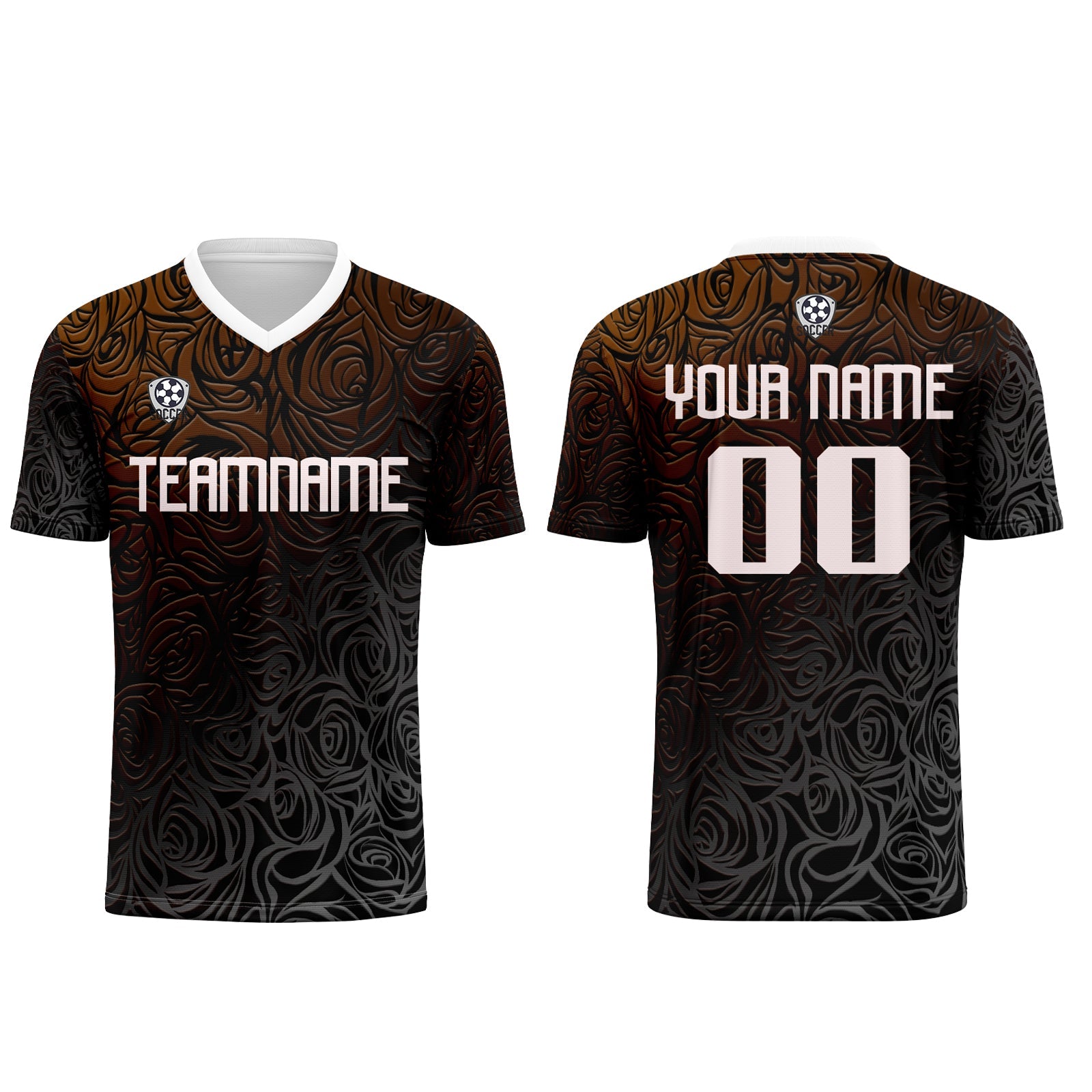 Conjunto personalizado de camiseta de uniforme marrón y plateado para niños y adultos