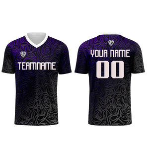 Conjunto personalizado de camiseta de uniforme morado y plateado para niños y adultos
