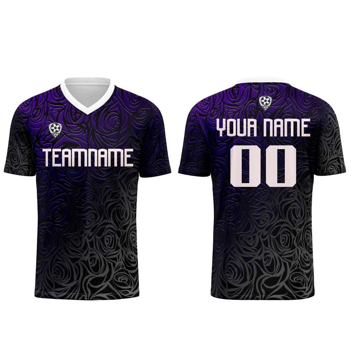 Conjunto personalizado de camiseta de uniforme morado y plateado para niños y adultos