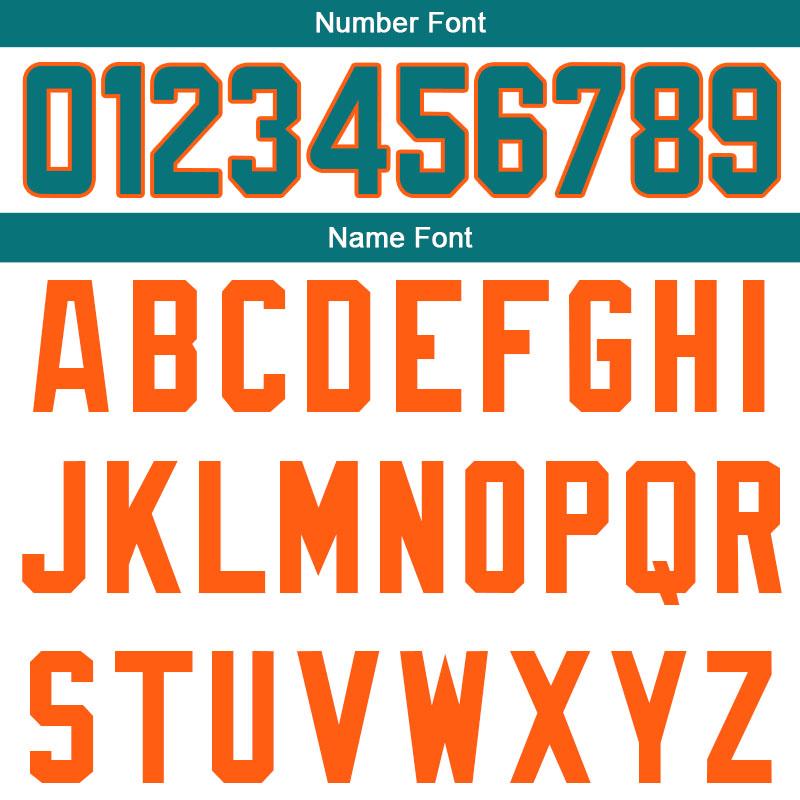custom authentic split fashion football jersey orange-white-aqua mesh