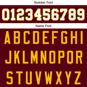 custom authentic split fashion football jersey burgundy-white-yellow mesh