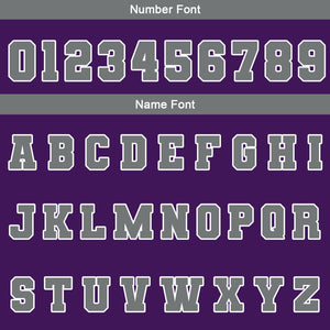 Chaquetas universitarias impermeables personalizadas en color morado-blanco y gris con nombre-número y logotipo bordados a medida
