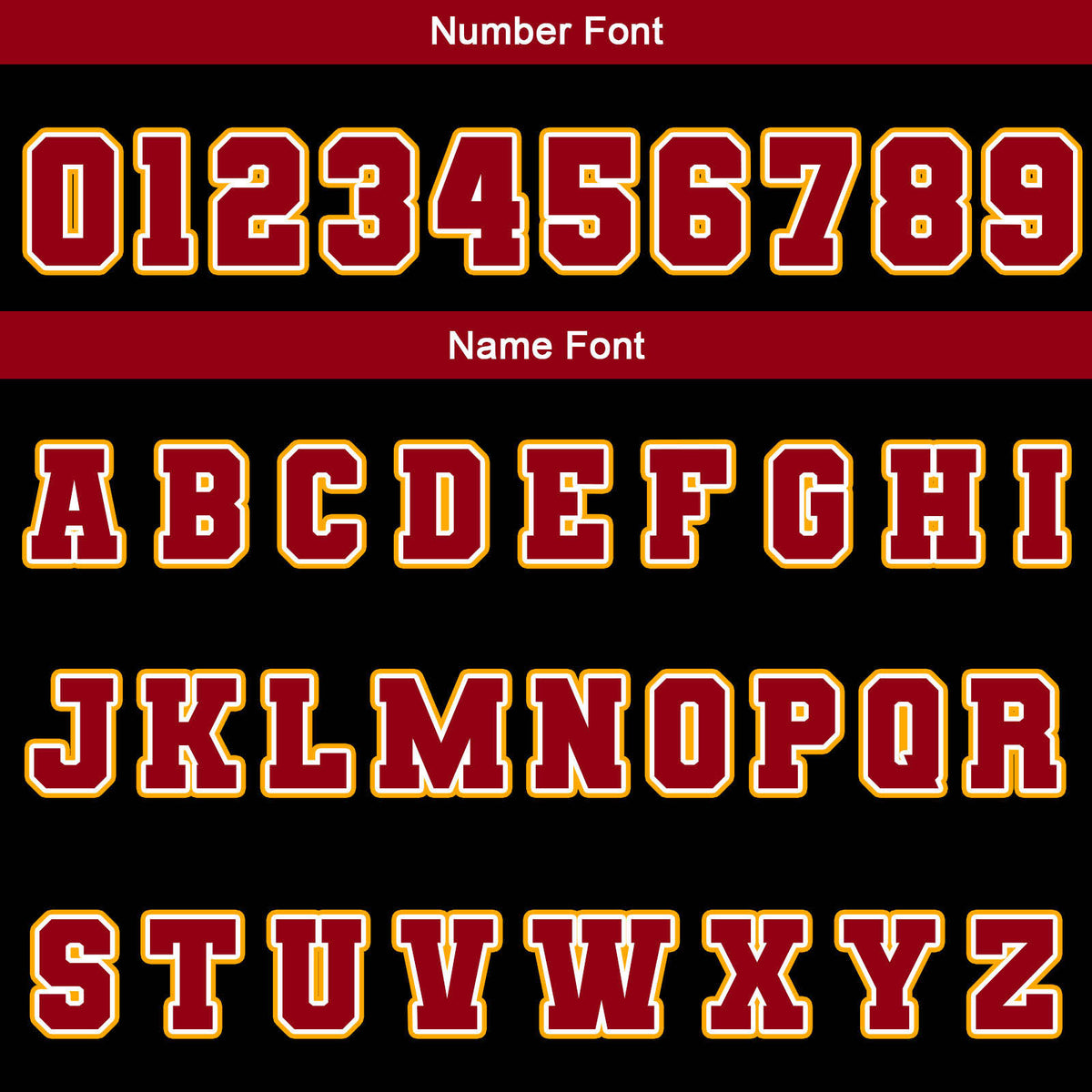 Chaquetas universitarias impermeables personalizadas en negro-rojo y amarillo con nombre-número y logotipo bordados