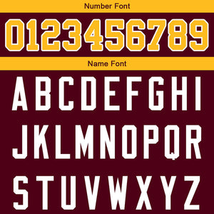custom authentic football jersey burgundy-yellow mesh