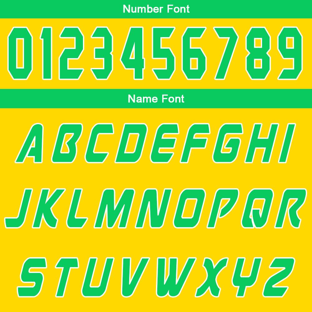 Uniforme de baloncesto personalizado amarillo y verde con tu logotipo-nombre y número impresos